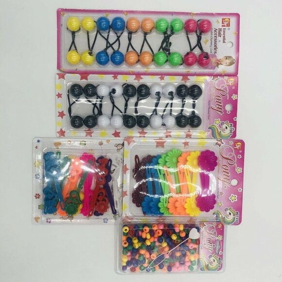 Brand New 2 Pack Hair Clips Barrettes,1 Pack Bead & 2 Pack Ponytail Holders - Picture 3 of 8